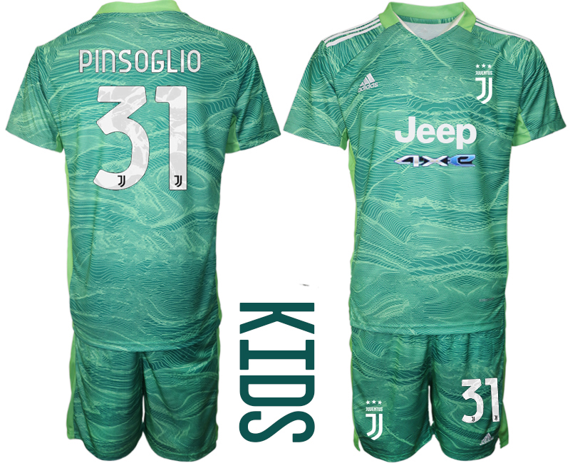 Cheap Youth 2021-2022 Club Juventus green goalkeeper 31 Soccer Jersey